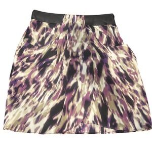 NWT - Cynthia Steffe Silk Mini Skirt Purple Abstract Print Amethyst Size 4